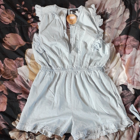 Denim Ruffle Romper - Picture 2 of 4